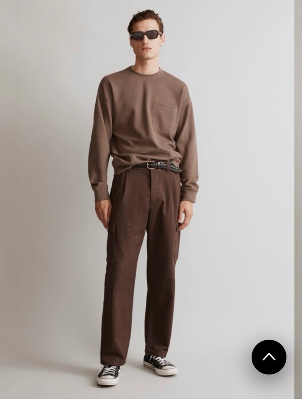 Madewell Waffle Knit Crewneck Sweatshirt Brown Taupe Cotton Long Sleeve